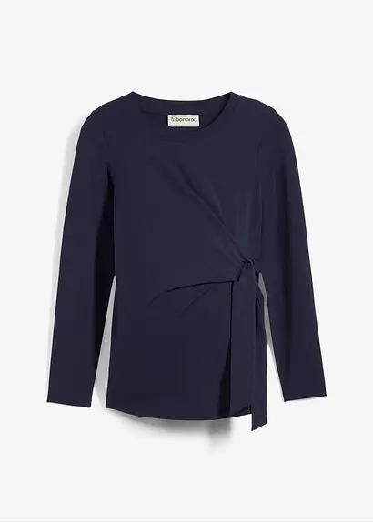 bonprix Langärmeliges Umstandshirt mit Knotendetail aus Bio-Baumwolle