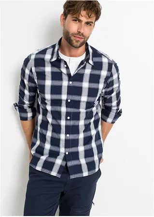 Bonprix Langarmhemd Mit Modischem Karomuster Aus Hautfreundlicher Reiner Baumwolle