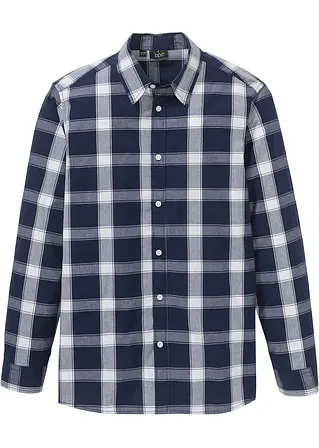 bonprix Langarmhemd mit modischem Karomuster aus hautfreundlicher reiner Baumwolle