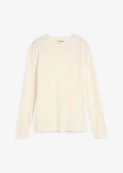 bonprix Langarmshirt aus halbtransparenter Ware - beige - Damen