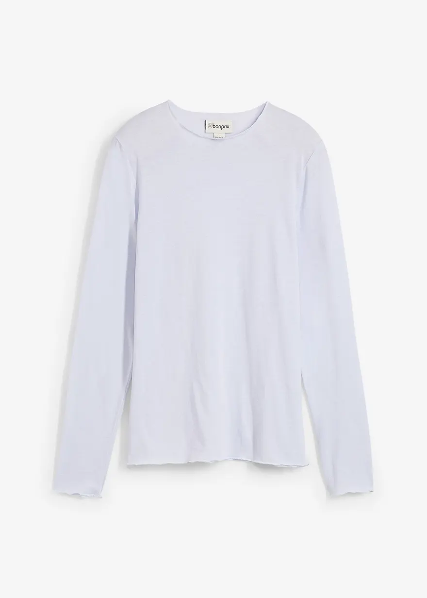 bonprix Langarmshirt aus halbtransparenter Ware - blau - Damen