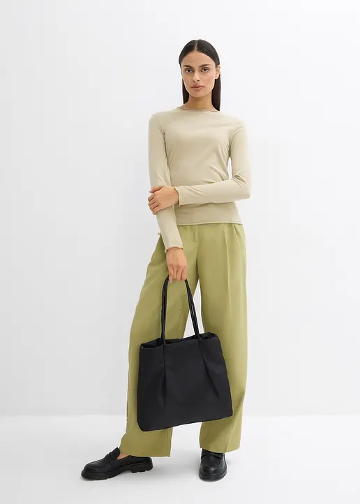 Bonprix Langarmshirt Aus Halbtransparenter Ware - Grün - Damen