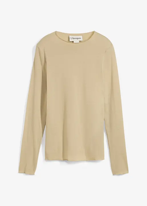 bonprix Langarmshirt aus halbtransparenter Ware - grün - Damen