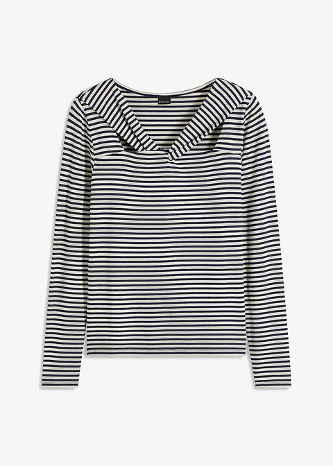 bonprix Langarmshirt mit besonderem Ausschnitt - blau - Damen