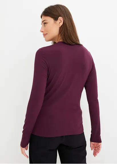 Bonprix Langarmshirt Mit Transparenten Dekollete - Braun