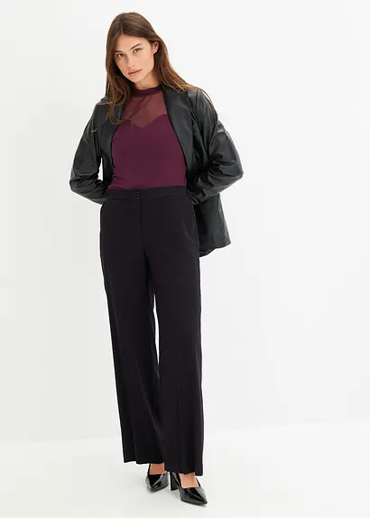 Bonprix Langarmshirt Mit Transparenten Dekollete - Braun
