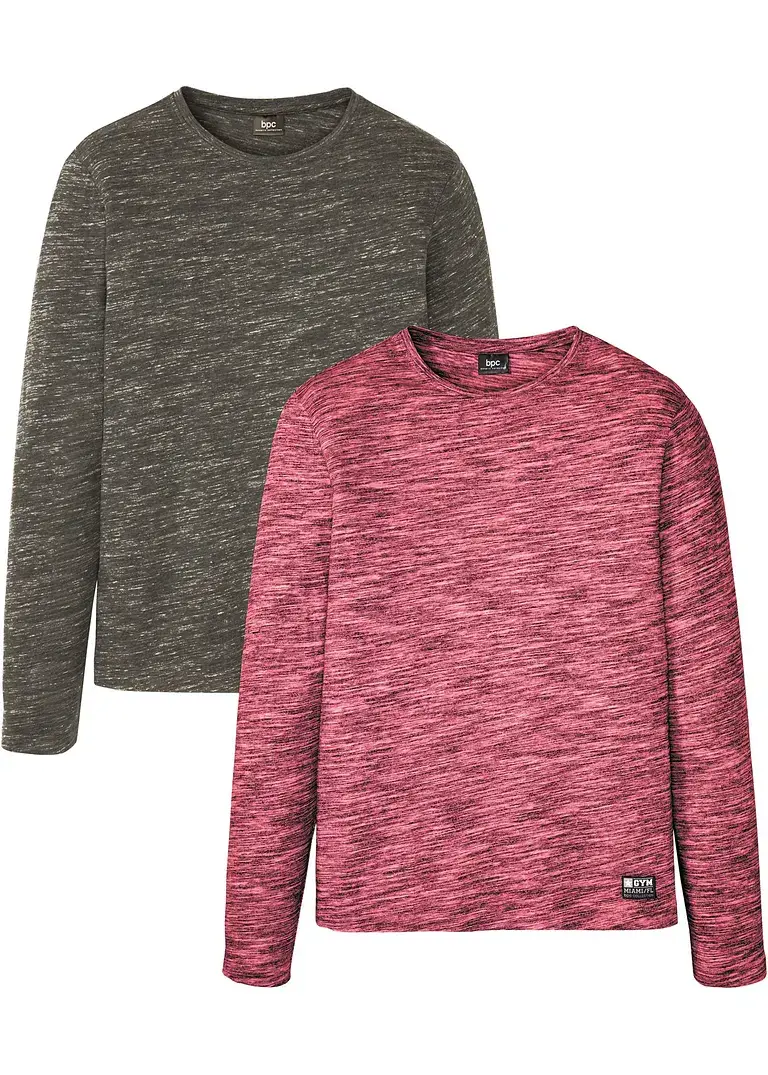 bonprix Langarmshirts mit Rundhalsausschnitt und einem kleinen Badge am Saum
