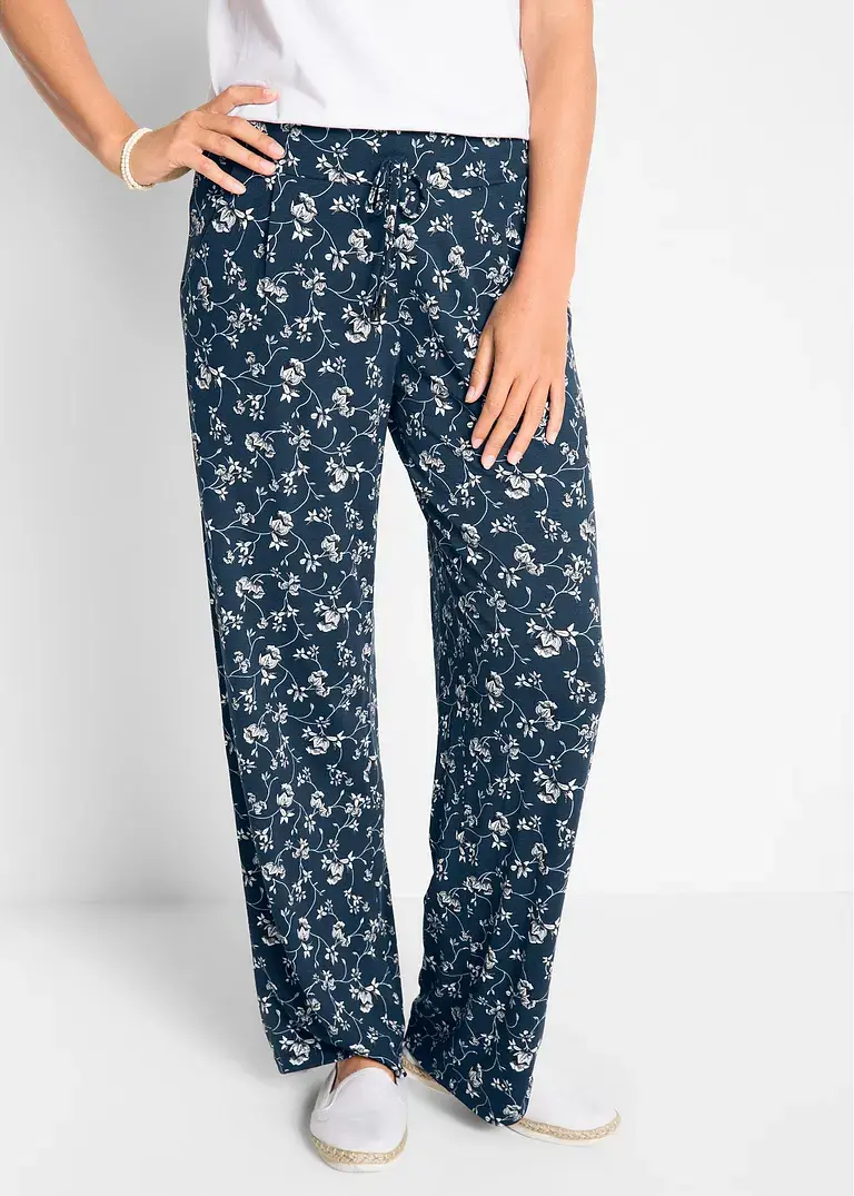 Bonprix Lange Fließende Palazzohose Mit Bequembund - Blau