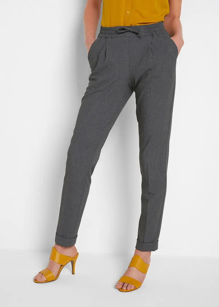 Bonprix Lange Hose Mit Rundumgummizug Und Bügelfalten - Grau