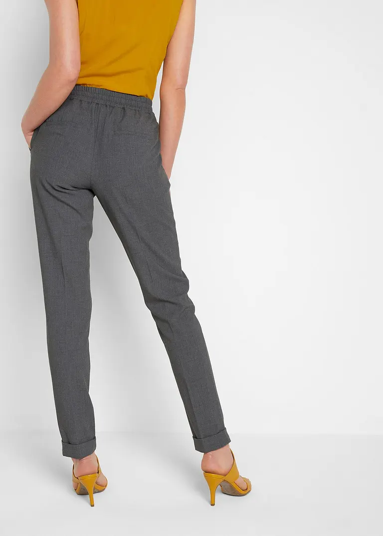 Bonprix Lange Hose Mit Rundumgummizug Und Bügelfalten - Grau