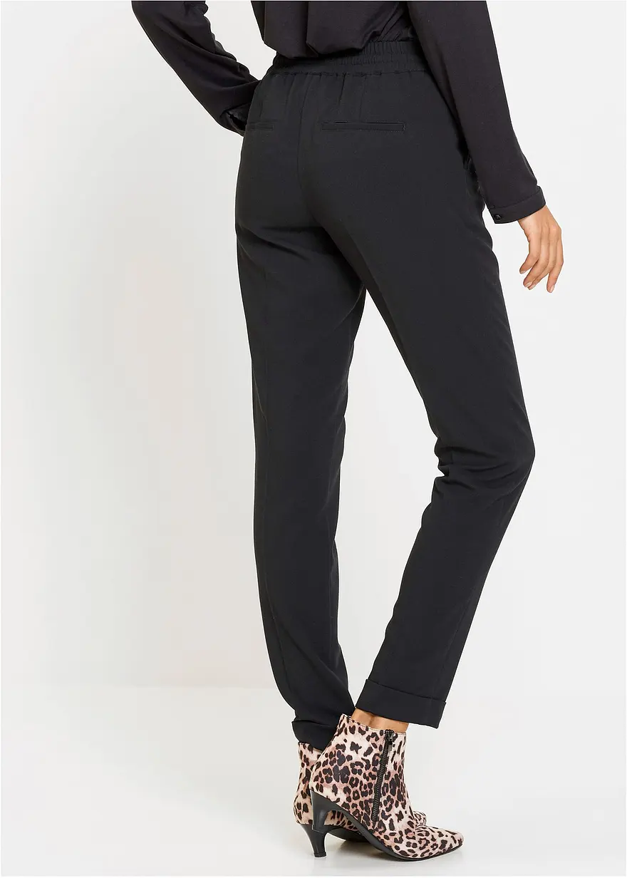 Bonprix Lange Hose Mit Rundumgummizug Und Bügelfalten - Schwarz