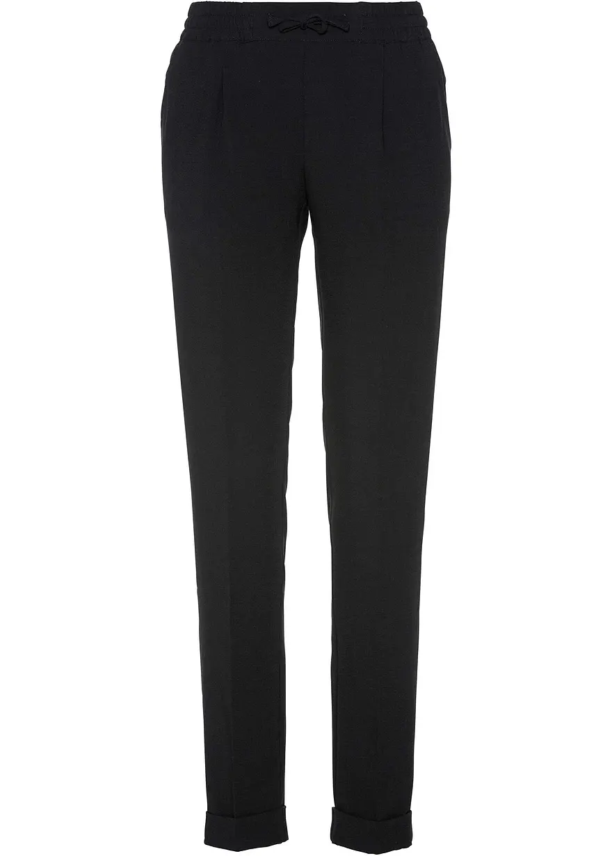 bonprix Lange Hose mit Rundumgummizug und Bügelfalten - schwarz