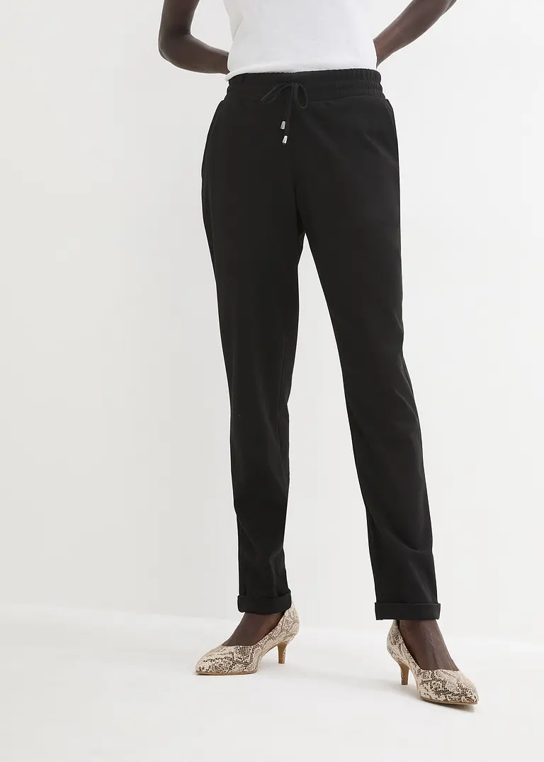 Bonprix Lange Schlupfhose Mit Kordelzug Und Bequembund - Schwarz - Damen