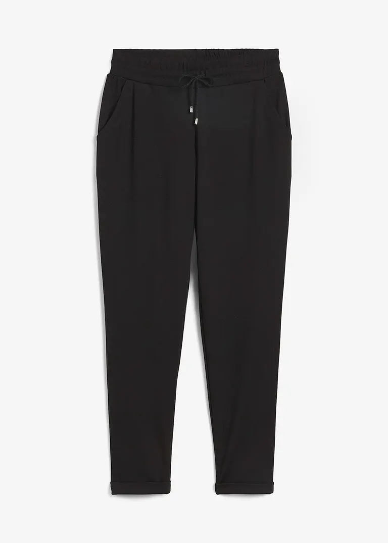 bonprix Lange Schlupfhose mit Kordelzug und Bequembund - schwarz - Damen