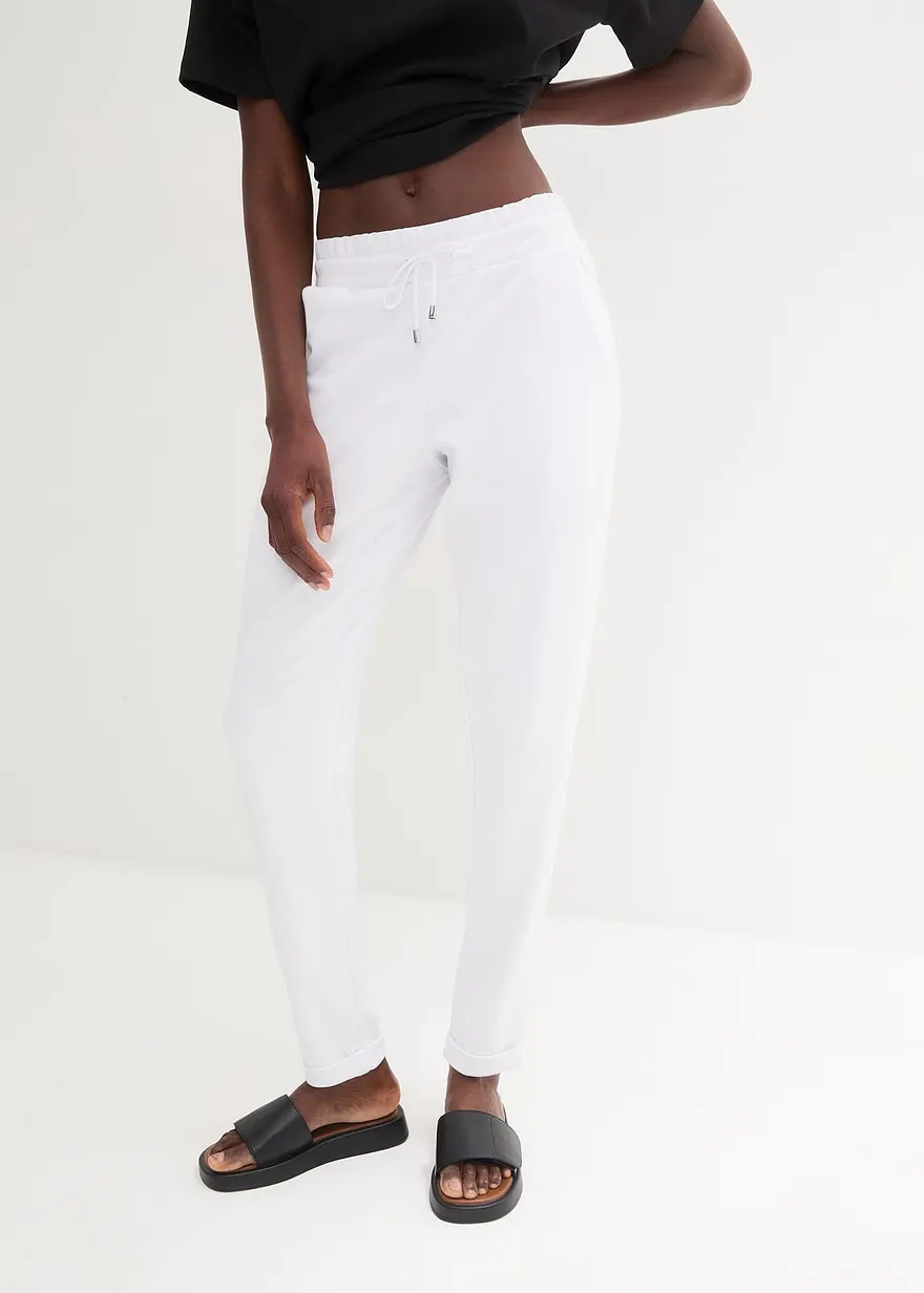 Bonprix Lange Schlupfhose Mit Kordelzug Und Bequembund - Weiß