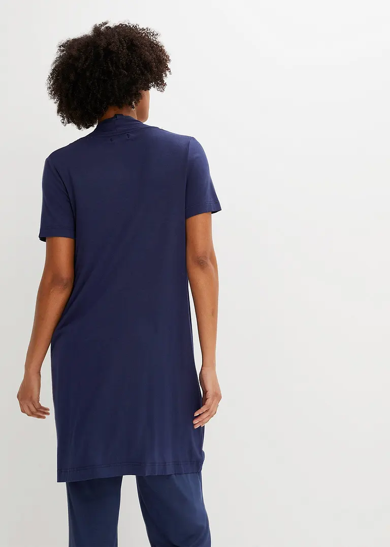Bonprix Lange Shirtjacke Aus Viskosemix Mit 1/2-Arm - Blau