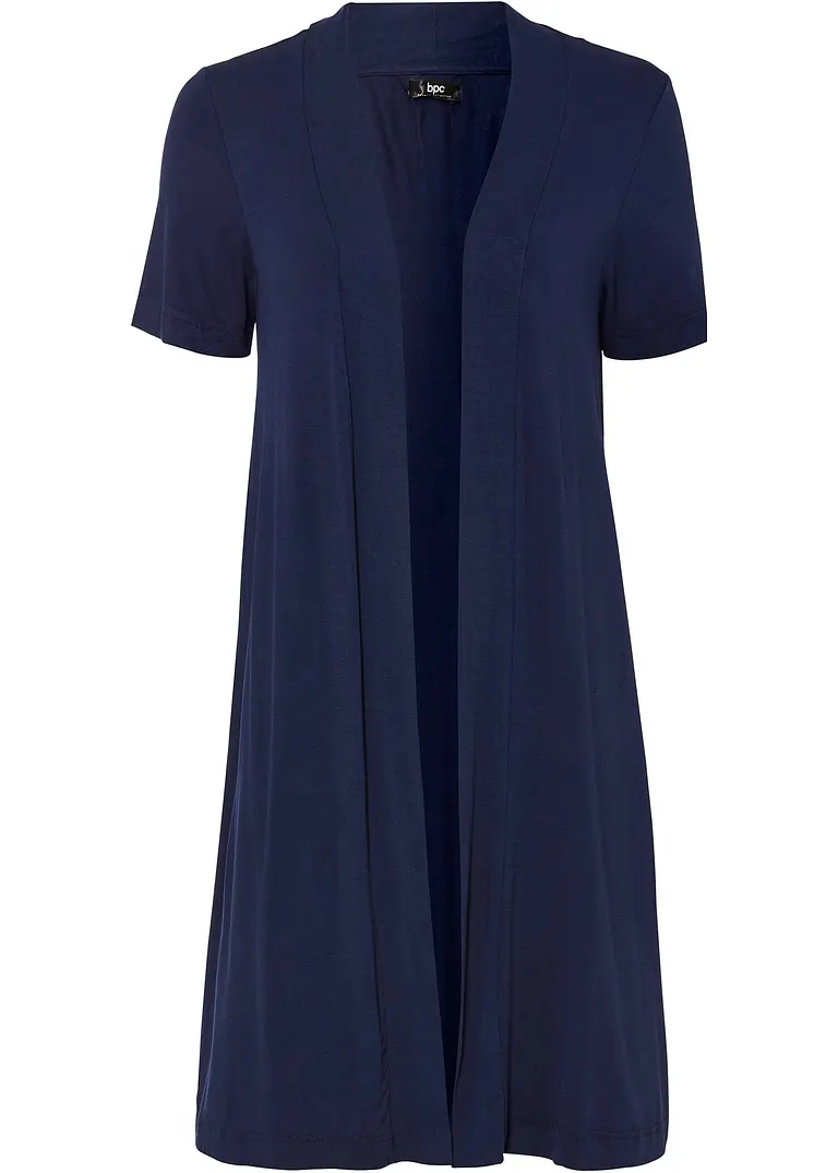 bonprix Lange Shirtjacke aus Viskosemix mit 1/2-Arm - blau