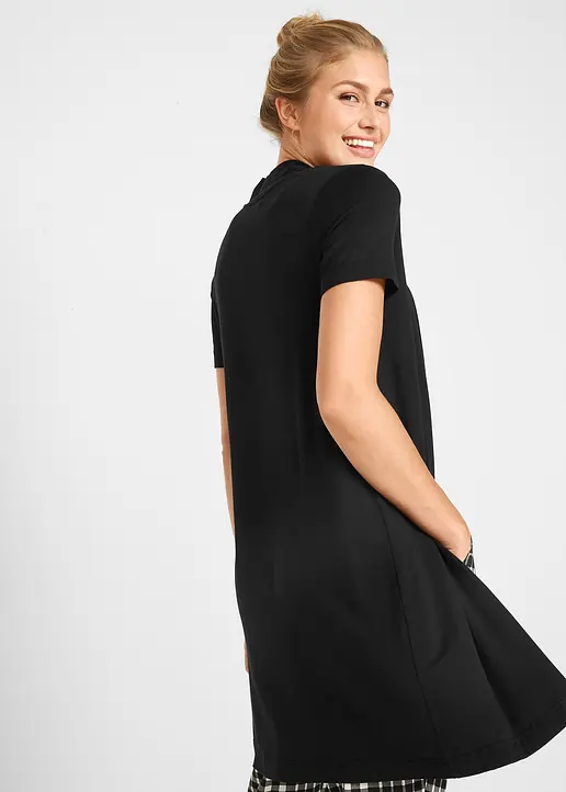 Bonprix Lange Shirtjacke Aus Viskosemix Mit 1/2-Arm - Schwarz