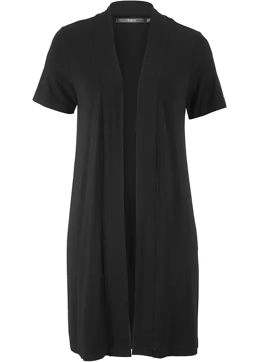 bonprix Lange Shirtjacke aus Viskosemix mit 1/2-Arm - schwarz