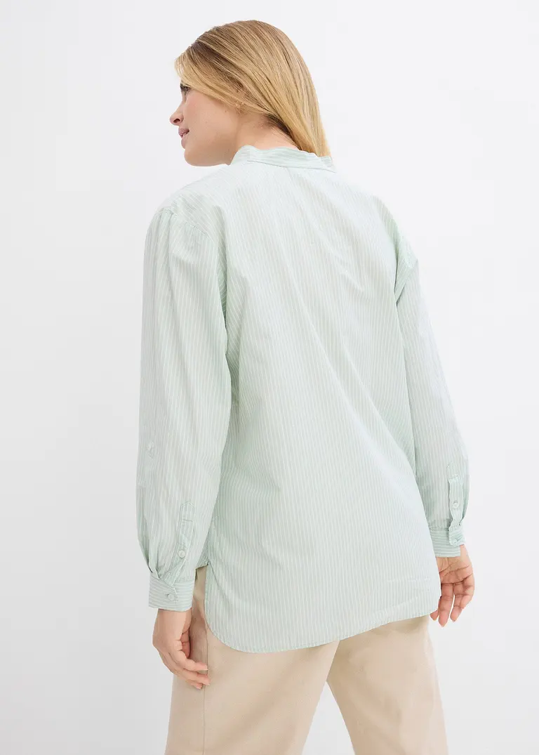 Bonprix Länger Geschnittene Bluse Im Sommerlichen Streifendesign - Grün