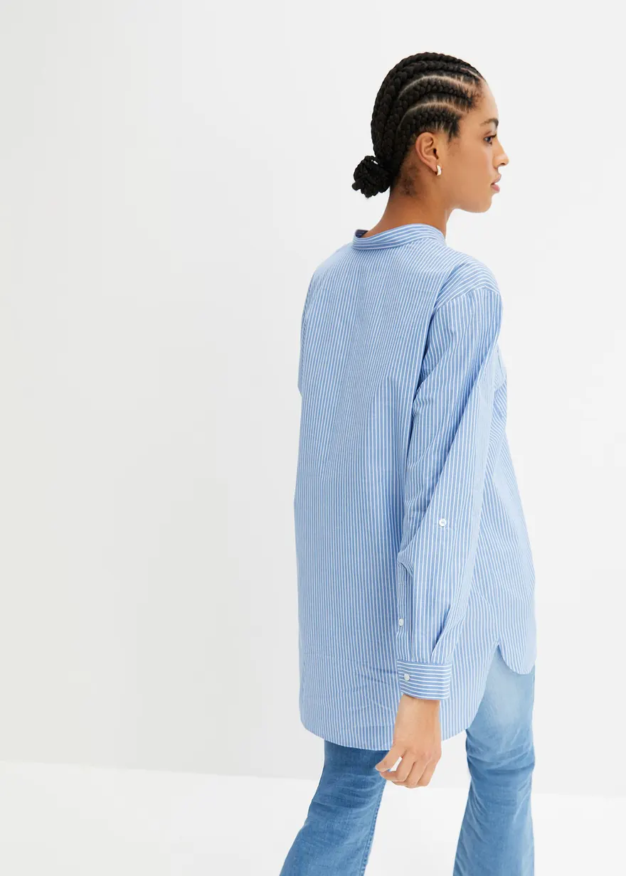 Bonprix Länger Geschnittene Bluse Im Sommerlichen Streifendesign - Blau
