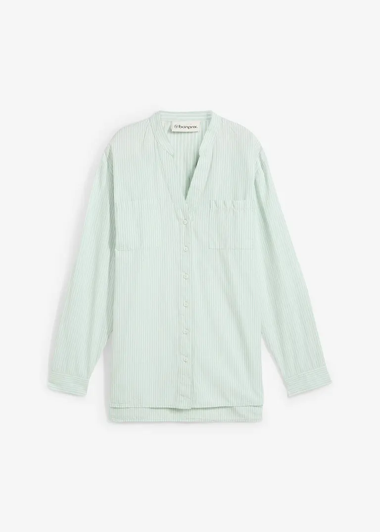 bonprix Länger geschnittene Bluse im sommerlichen Streifendesign - grün