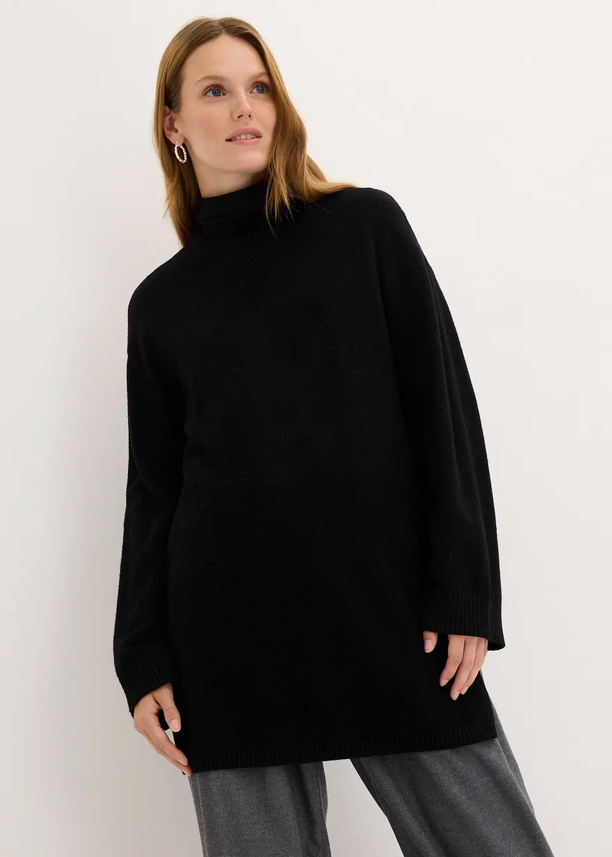 Bonprix Längerer Feinstrickpullover Mit Modischen Seitenschlitzen - Damen