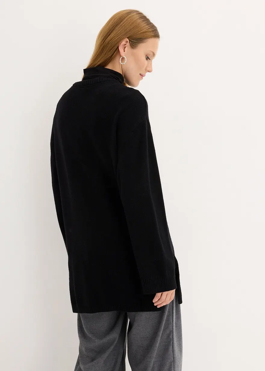 Bonprix Längerer Feinstrickpullover Mit Modischen Seitenschlitzen - Damen