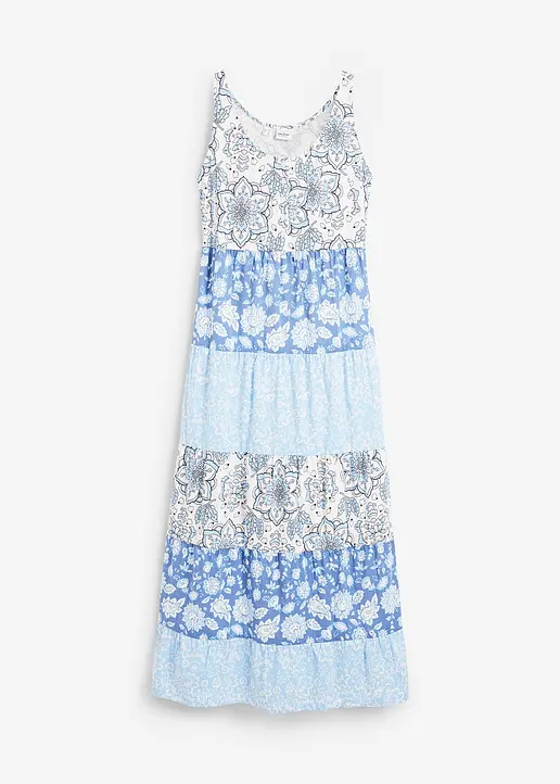 bonprix Langes Baumwoll Jersey-Maxikleid - blau - Damen