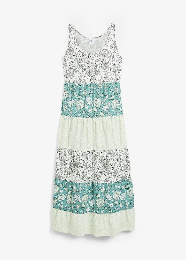 bonprix Langes Baumwoll Jersey-Maxikleid - grün - Damen