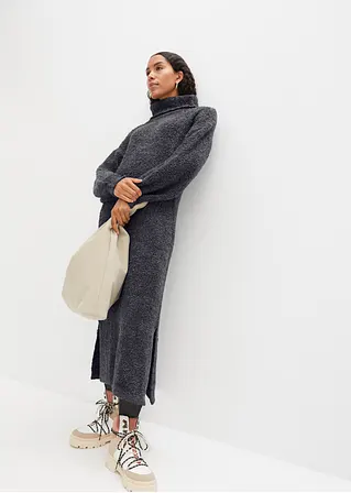 Bonprix Langes Kleid Mit Ballonärmeln Und Seitenschlitzen Für Mehr Bewegung