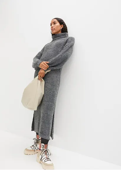 Bonprix Langes Kleid Mit Ballonärmeln Und Seitenschlitzen Für Mehr Bewegung