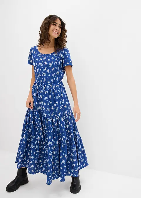Bonprix Langes Sommerkleid Mit Allover-Muster - Blau - Damen