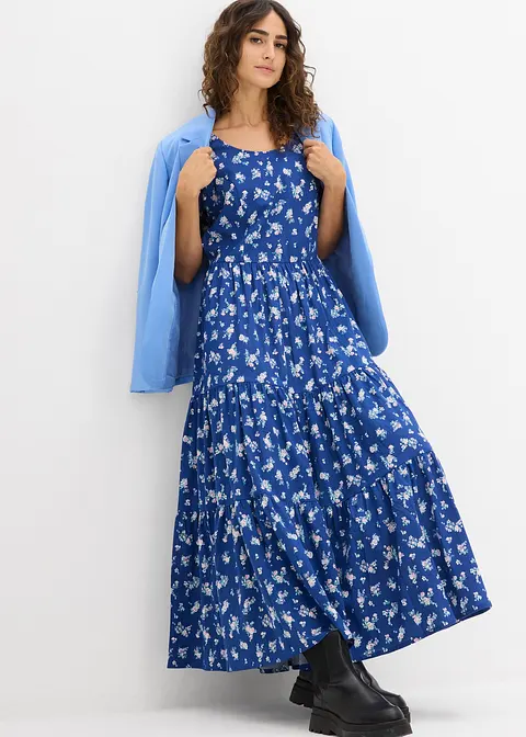 Bonprix Langes Sommerkleid Mit Allover-Muster - Blau - Damen