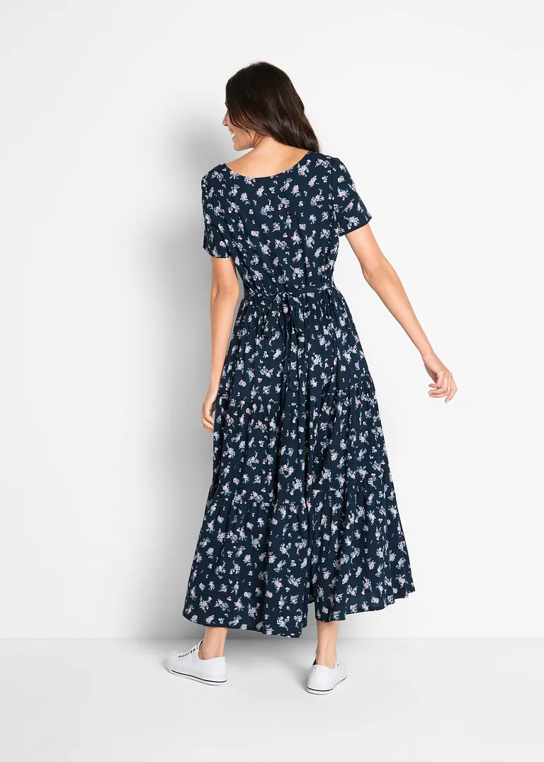 Bonprix Langes Sommerkleid Mit Allover-Muster - Blau - Damen