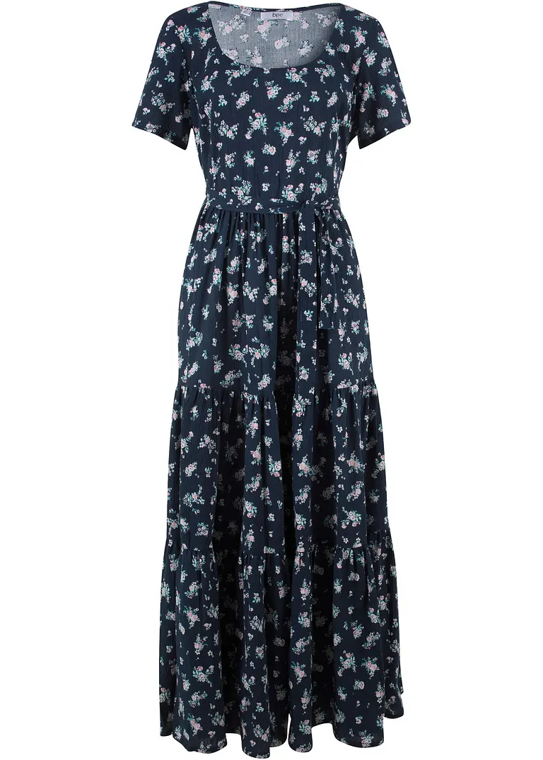 bonprix Langes Sommerkleid mit Allover-Muster - blau - Damen