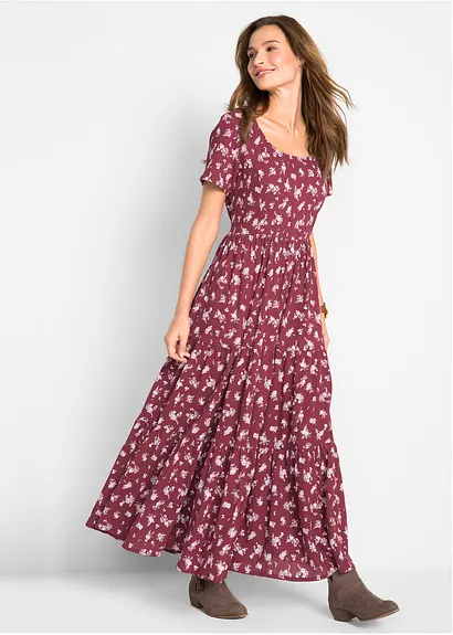 Bonprix Langes Sommerkleid Mit Allover-Muster - Rot - Damen