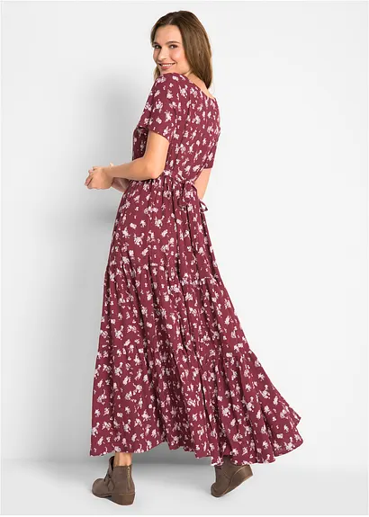 Bonprix Langes Sommerkleid Mit Allover-Muster - Rot - Damen