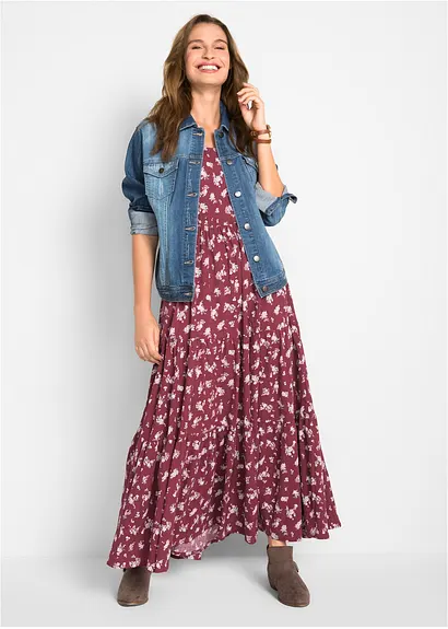 Bonprix Langes Sommerkleid Mit Allover-Muster - Rot - Damen