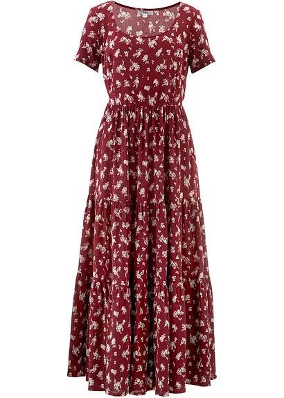 bonprix Langes Sommerkleid mit Allover-Muster - rot - Damen
