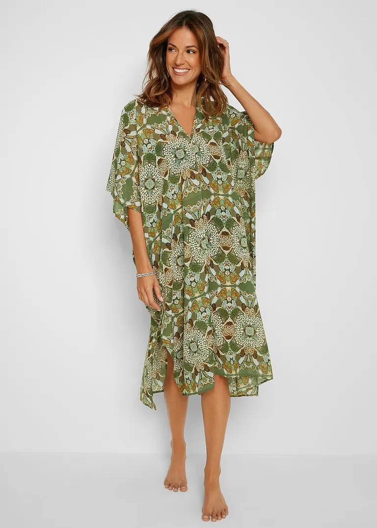 Bonprix Langes Strandkleid Aus Transparentem Material - Grün