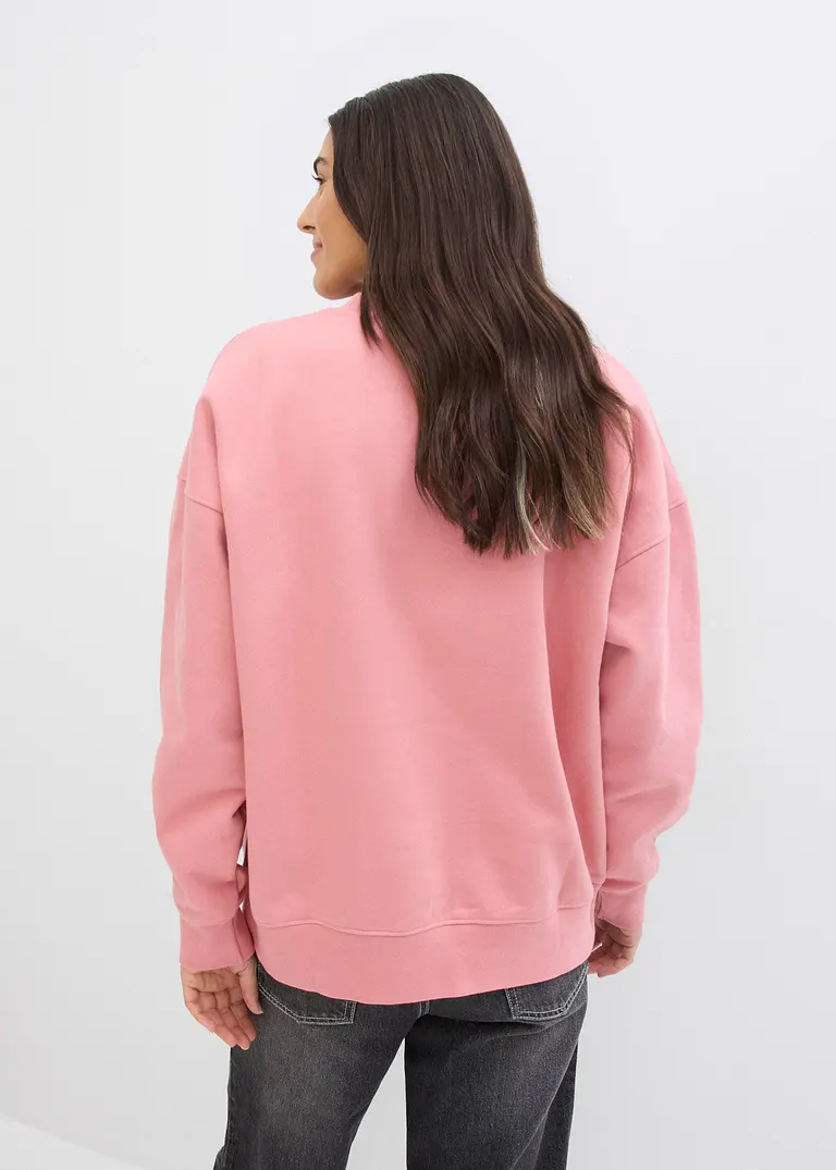 Bonprix Langes Sweatshirt Mit Schöner Stickerei - Rosa - Damen