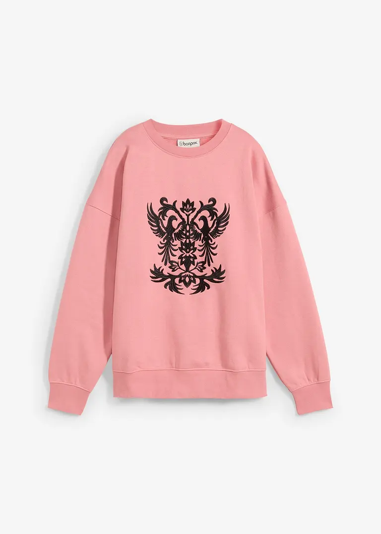 bonprix Langes Sweatshirt mit schöner Stickerei - rosa - Damen