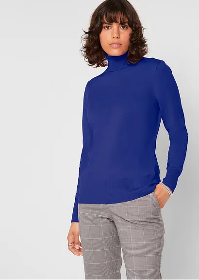 Bonprix Lässig Geschnittener Rollkragenpullover - Blau - Damen