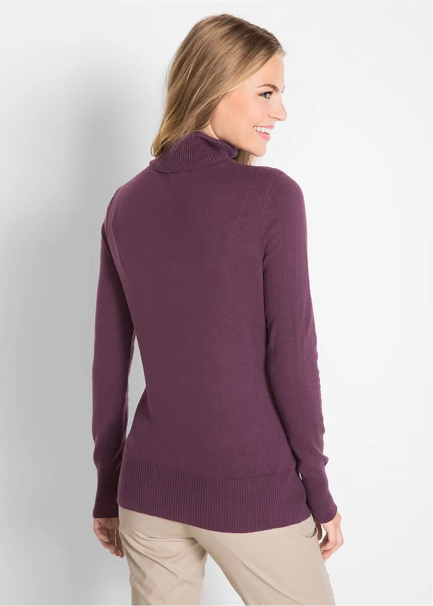 Bonprix Lässig Geschnittener Rollkragenpullover - Lila - Damen