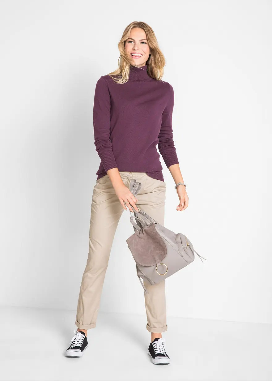 Bonprix Lässig Geschnittener Rollkragenpullover - Lila - Damen