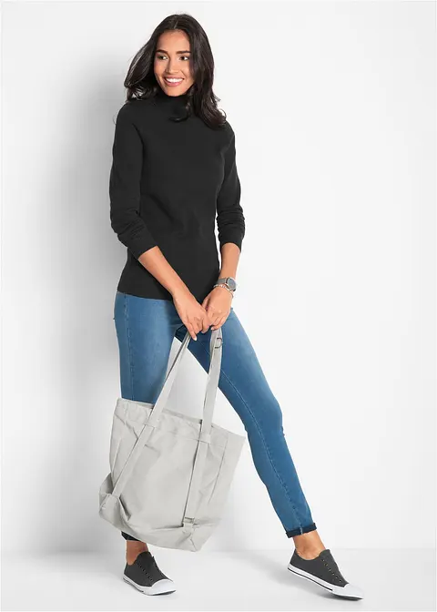 Bonprix Lässig Geschnittener Rollkragenpullover - Schwarz