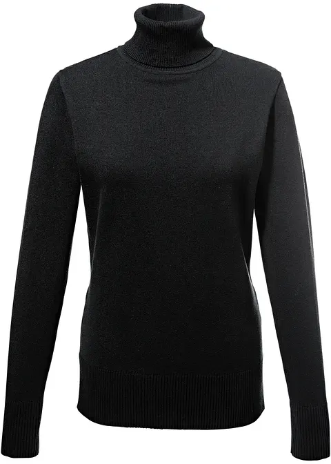 bonprix Lässig geschnittener Rollkragenpullover - schwarz