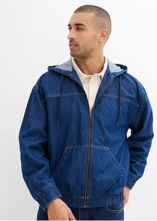 Bonprix Lässig Weit Geschnittene Jeansjacke Mit Kapuze - Blau