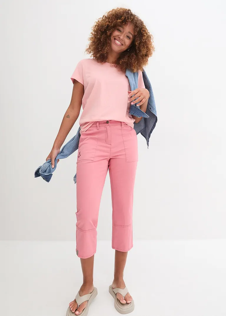 Bonprix Lässige 3/4 Hose Mit Aufgesetzten Taschen - Rosa